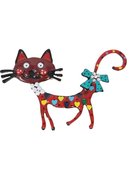 Neşeli Kedi Figürlü Canlı Renkli Broş fiyatları