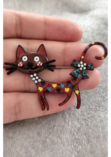 Neşeli Kedi Figürlü Canlı Renkli Broş fırsatları