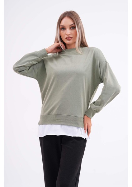 Kadın Çift Görünüm Detaylı Bisiklet Yaka Iki Iplik Sweatshirt 245112 - modelleri