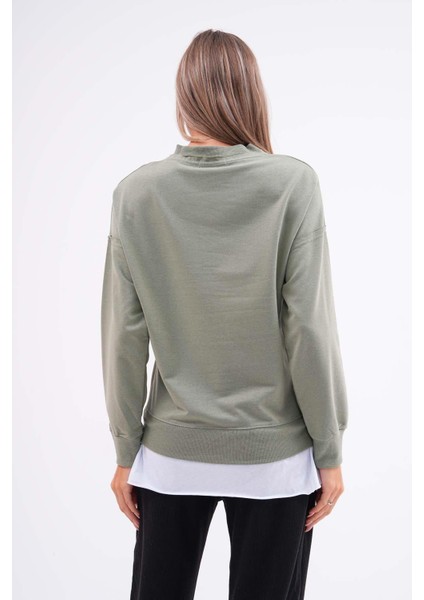 Kadın Çift Görünüm Detaylı Bisiklet Yaka Iki Iplik Sweatshirt 245112 - indirimleri