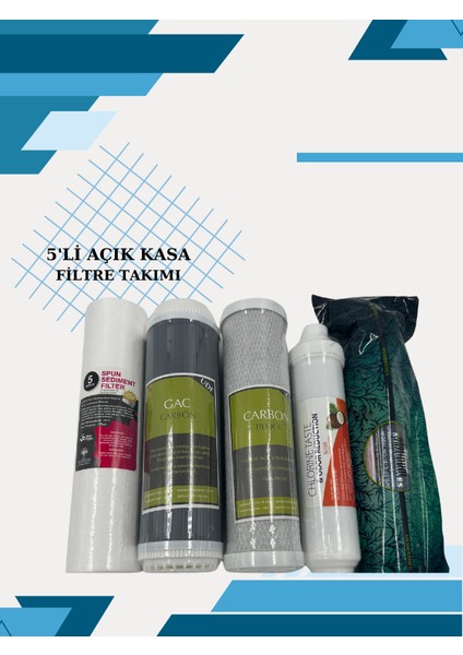 Açık Kasa Su Arıtma Cihazı Filtre Seti Tatlandırıcı Filtre Platinum Mebran 5'li (Set)