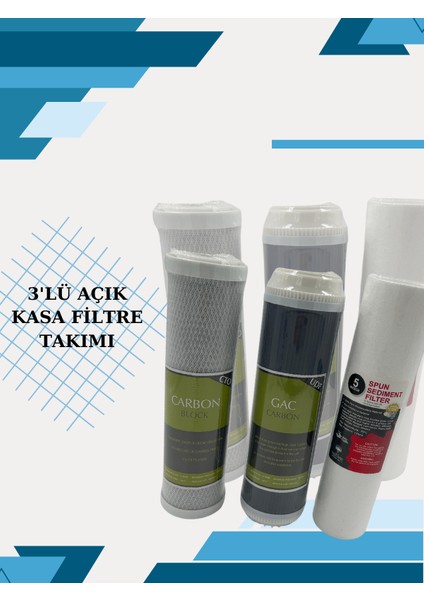 Açık Kasa Su Arıtma Cihazı Filtre Seti 3'lü (Set)