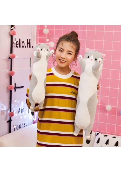 LWJG120。PELUŞ Kedi Yumuşak Çocuk Peluş Oyuncak Yastık Uzun Pamuk Yavru Kedi Sevimli Oyuncak Doldurulmuş Hayvan Oyuncak Kızlar Için (Gri 50CM/19.7IN) (Yurt Dışından) modelleri