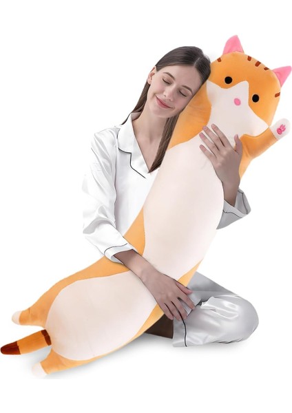 LWJG120。SEVIMLI Peluş Kedi Bebek Sevimli Karikatür Yumuşak Dolgulu Yavru Yastık Uzun Atışlı Uyku Oyuncak Çocuklar Için Boyut Hediye Kızı Çeşitli (Gri 50CM/19.6IN) (Yurt Dışından)