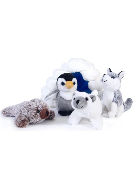 LWJG120。DOLDURULMUŞ Hayvan Seti 5 Parça Peluş Iglolu Bebek Doldurulmuş Hayvanlar Mühür/husky/kutup Ayısı/penguen Doldurulmuş Hayvanlar Içerir (Yurt Dışından)