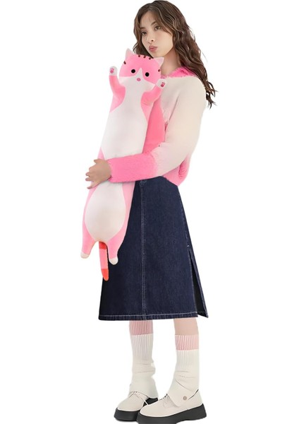 LWJG120。SEVIMLI Peluş Kedi Bebek Sevimli Karikatür Yumuşak Dolgulu Yavru Yastık Uzun Atışlı Uyku Oyuncak Çocuklar Için Boyut Hediye Kızı Çeşitli (Gri 50CM/19.6IN) (Yurt Dışından)