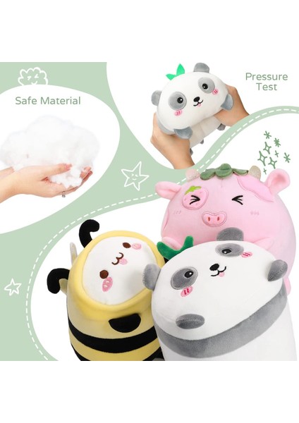 LWJG120。 Inç Peluş Oyuncak Seti 3-Pack Doldurulmuş Hayvan Seti Sevimli Kedi Arı/panda/çilek Inek Peluş Süper Yumuşak Kawaii Peluş Oyuncak Kızlar Için (Yurt Dışından) fırsatları