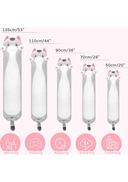 LWJG120。UZUN Kedi Peluş Çocuk Yastık 20 Inç Sevimli Gri Kedi Doldurulmuş Hayvan Yumuşak Peluş Oyuncak Yavru Kawaii Peluş Yastık Bebek Oyuncak Kız Arkadaşı Için Hediye (Yurt Dışından) fırsatları