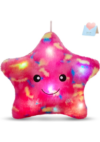LWJG120。13 Inç Yaratıcı Twinkle Yıldız Glow LED Gece Lambası Peluş Yastık Doldurulmuş Hayvan Oyuncak Doğum Günü Noel Sevgililer Günü Yürümeye Başlayan Kızlar Için Hediye (Pembe) (Yurt Dışından)