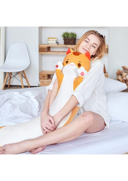 LWJG120。UZUN Kedi Peluş Yastık, 20 Inç Sevimli Kahverengi Kedi Dolması Hayvan Yumuşak Peluş, Turuncu Yavru Kedi Peluş Yastık Oyuncak Küçük Çocuklar Için (Yurt Dışından) modelleri