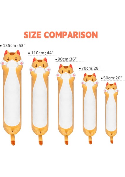 LWJG120。UZUN Kedi Peluş Yastık, 20 Inç Sevimli Kahverengi Kedi Dolması Hayvan Yumuşak Peluş, Turuncu Yavru Kedi Peluş Yastık Oyuncak Küçük Çocuklar Için (Yurt Dışından) fırsatları