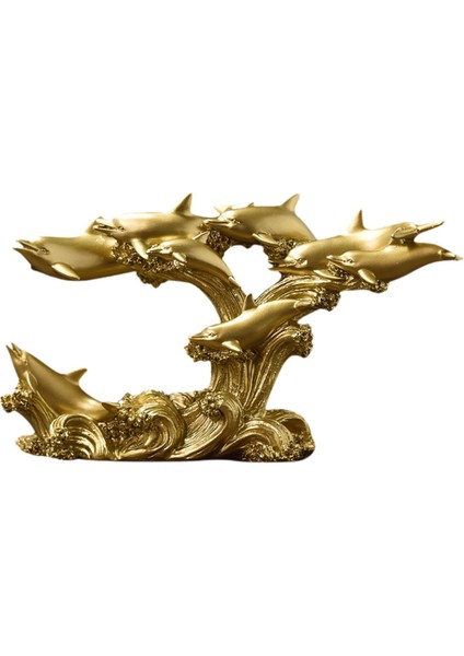 Yunuslar Heykeli Hediye Dekorasyonu Hayvan Dekorasyonları Masa Tezgahı Ev Bakır Altın (Yurt Dışından)
