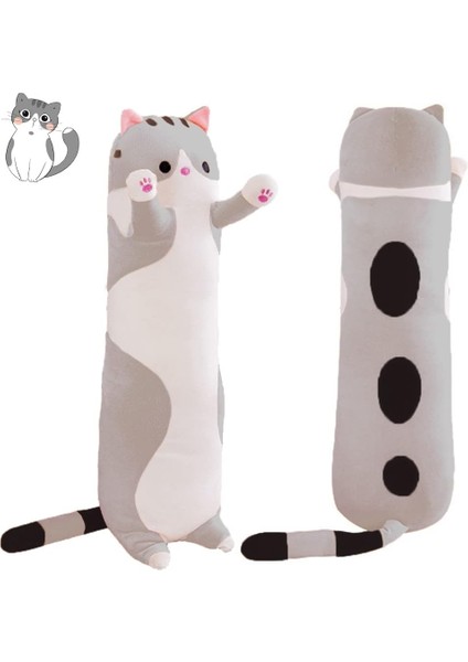 LWJG120。PELUŞ Kedi Yumuşak Çocuk Peluş Oyuncak Yastık Uzun Pamuk Yavru Kedi Sevimli Oyuncak Doldurulmuş Hayvan Oyuncak Kızlar Için (Gri 50CM/19.7IN) (Yurt Dışından) fiyatları