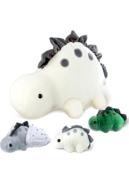 LWJG120。DINOZOR Peluş Oyuncak - Karnında 3 Bebekli Stegosaurus Anne - Yaratıcı Oyunlar Için Sevimli Dinozor Peluş Oyuncak - 3 Yaş ve Üzeri Çocuklar Için Peluş Oyuncak (Yurt Dışından)