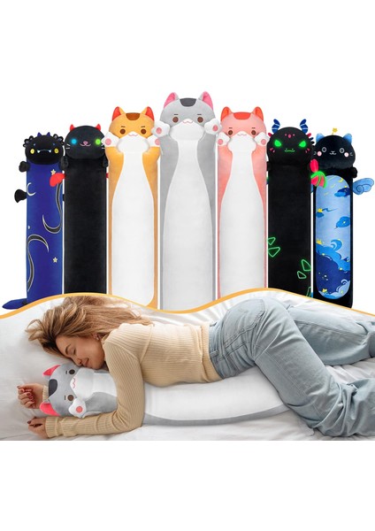 LWJG120。UZUN Kedi Peluş Çocuk Yastık 20 Inç Sevimli Gri Kedi Doldurulmuş Hayvan Yumuşak Peluş Oyuncak Yavru Kawaii Peluş Yastık Bebek Oyuncak Kız Arkadaşı Için Hediye (Yurt Dışından) fiyatları