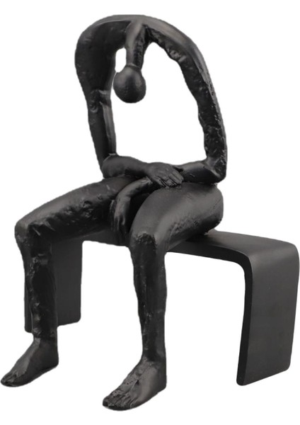 Soyut Figür Heykel Sağlam Basit Heykel Giriş Ofis Kitaplık Siyah (Yurt Dışından)