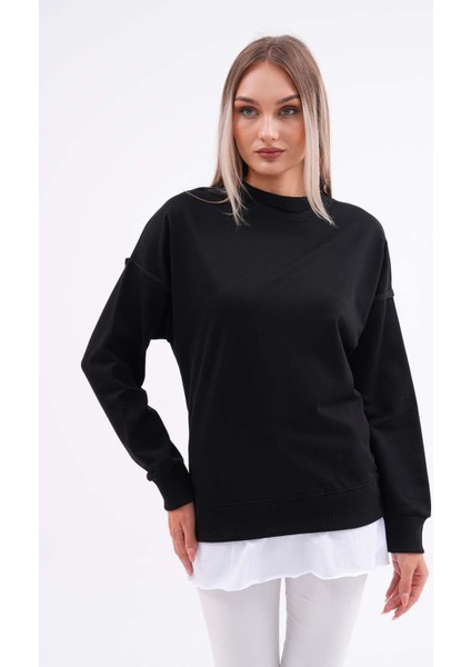 Kadın Çift Görünüm Detaylı Bisiklet Yaka Iki Iplik Sweatshirt 245112 - modelleri