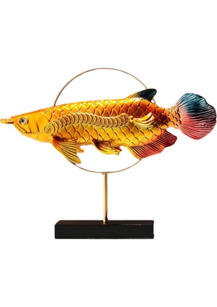 Reçine Heykelcik ve Arowana Heykeli Şömine I Orta Parçaları Altın (Yurt Dışından)