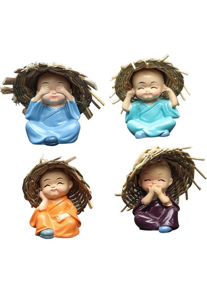 4 Kung Fu Çocuk Heykelleri Iç Dekoru Odası Süslemeleri 6cm Dört Ş (Yurt Dışından)