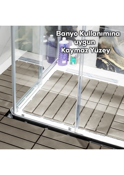 1177 Bahçe Balkon Teras Zemin Paspası Banyo Paspası 9'lu Dış Mekan Yer Karosu Latte indirimleri