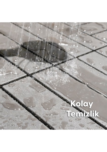 1177 Bahçe Balkon Teras Zemin Paspası Banyo Paspası 9'lu Dış Mekan Yer Karosu Latte