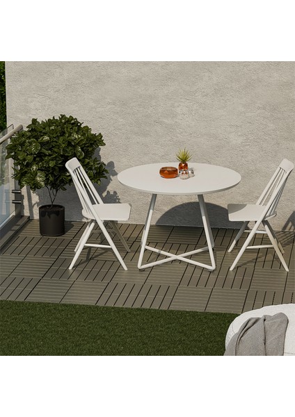 1177 Bahçe Balkon Teras Zemin Paspası Banyo Paspası 9'lu Dış Mekan Yer Karosu Latte