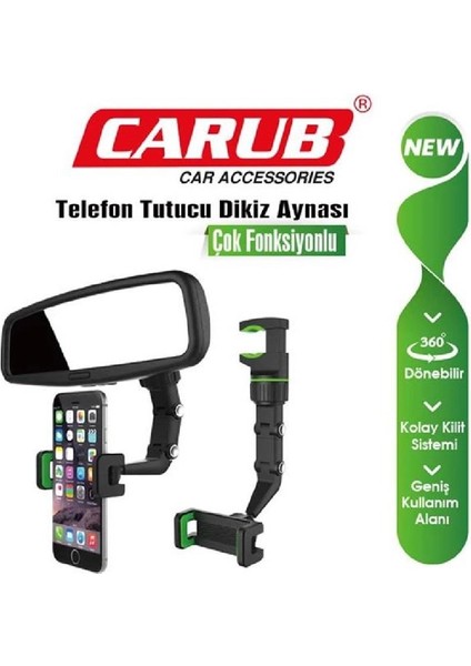 Telefon Tutucu Dikiz Aynası (Çok Fonksiyonlu) (360 Derece Dönerli)