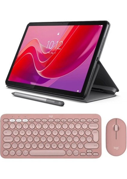 Tab K11 TB330FU 11'' 4gb + 128GB Wuxga Wi-Fi Tablet ZADC0072TR Kılıf + Lenovo Tab Pen + Pebble 2 Klavye Mouse Pembe
