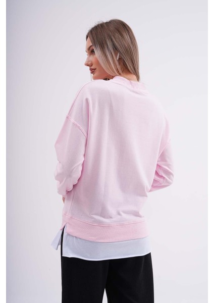 Kadın Çift Görünüm Detaylı Bisiklet Yaka Iki Iplik Sweatshirt 245112 - indirimleri