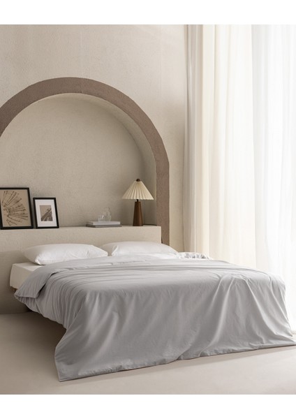 Manon Çift Kişilik %100 Pamuk Ranforce Düz Nevresim - Gri