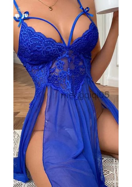 Mavi Çok Şık Özel Dantel Işlemeli Ince Kadın Faantezi Kostümü fiyatları