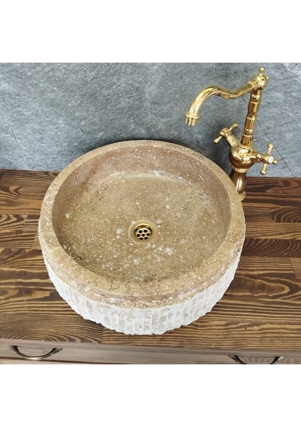 Noche Traverten Dışı Patlatma Lavabo
