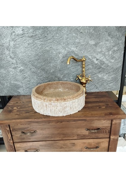 Noche Traverten Dışı Patlatma Lavabo