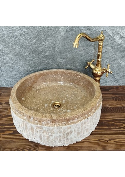 Noche Traverten Dışı Patlatma Lavabo