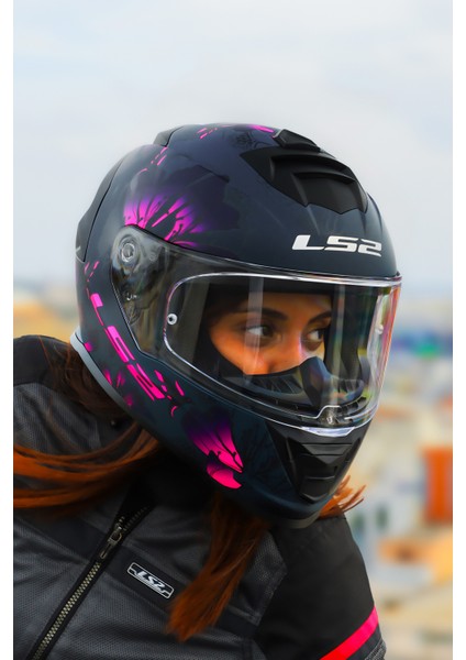 Storm 2 Burst Mat Siyah-Pembe Kask Şeffaf Cam