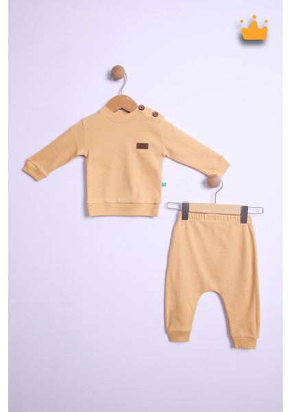 Babyhola %100 Pamuk Düğmeli Sweat Düğmeli Pantolon Takım 236312