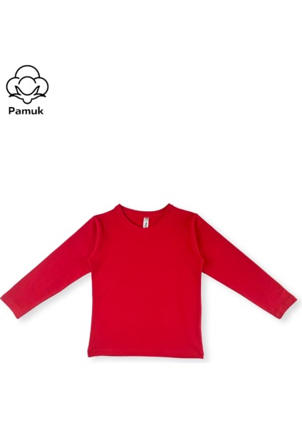 Kız Erkek Unisex Çocuk 3'lü Set Basic Tasarım Mevsimlik Uzun Kollu Tişört badi