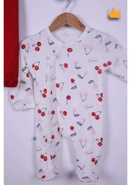 %100 Pamuk Kirazlı 2'Li Patikli Tulum Önlük Bere 4'Lü Set 23608 fırsatları