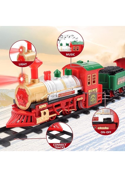 Yılbaşı Tren Seti Işıklı ve Sesli Classic Lüks Tren FF-1603B-4C