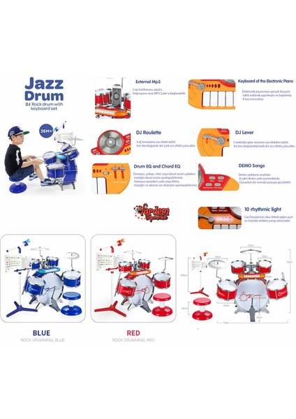 Mikrofonlu Mp3 Çalar Bateri Set