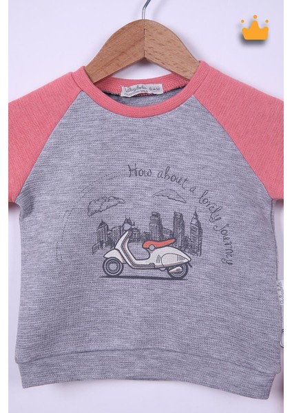 Babyhola 6-24 Ay Motocycle Kız Erkek Bebek Çocuk Eşofman Takımı 12043