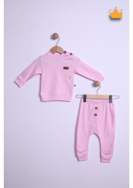 Babyhola %100 Pamuk Düğmeli Sweat Düğmeli Pantolon Takım 236311