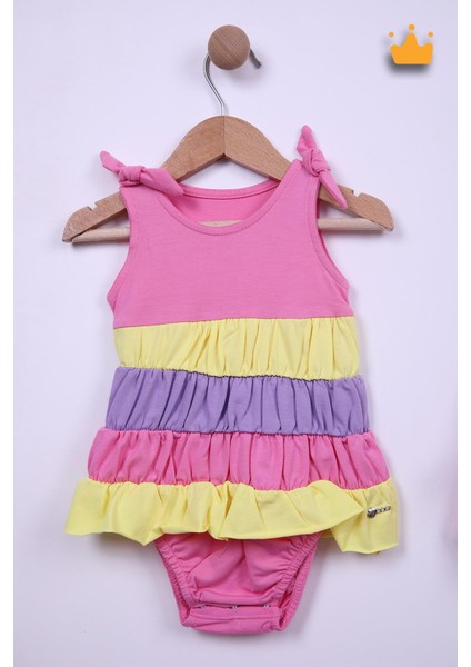 Babyhola Kız Bebek Bandanalı Elbise Badi 5435