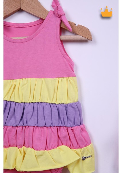 Babyhola Kız Bebek Bandanalı Elbise Badi 5435