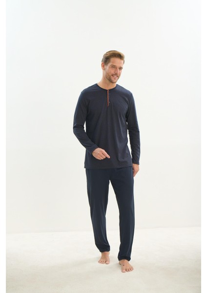 Erkek Uzun Kol Lacivert Pijama Takım C6T2N5O9