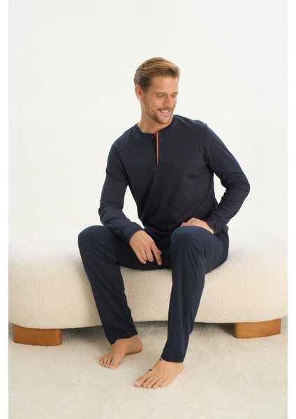 Erkek Uzun Kol Lacivert Pijama Takım C6T2N5O9