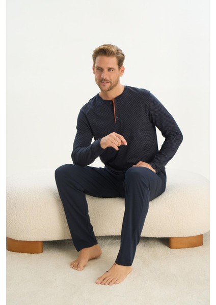 Erkek Uzun Kol Lacivert Pijama Takım C6T2N5O9