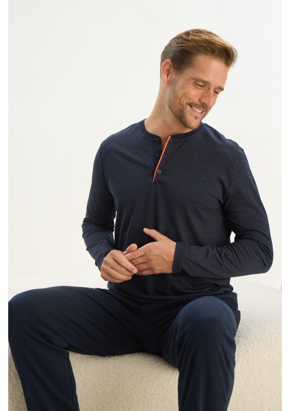 Erkek Uzun Kol Lacivert Pijama Takım C6T2N5O9