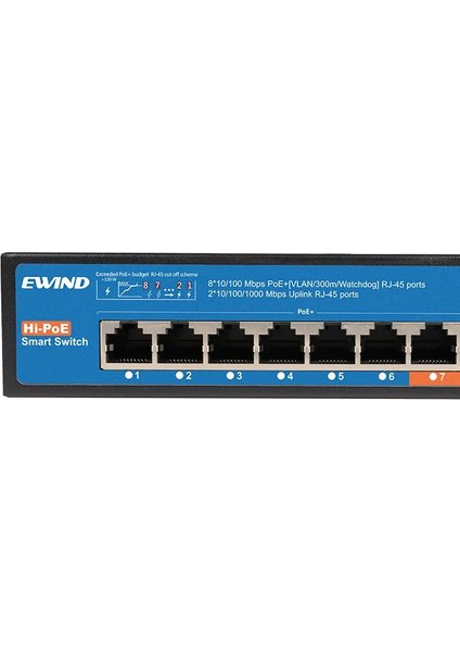 Ewınd EW-S1810GU-AP 8*fe Poe+ 2*ge Unmanaged Poe SWITCH(120W)
