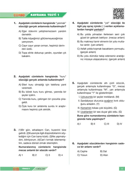 Süper Combo Türkçe 5. Sınıf Soru Kitabı